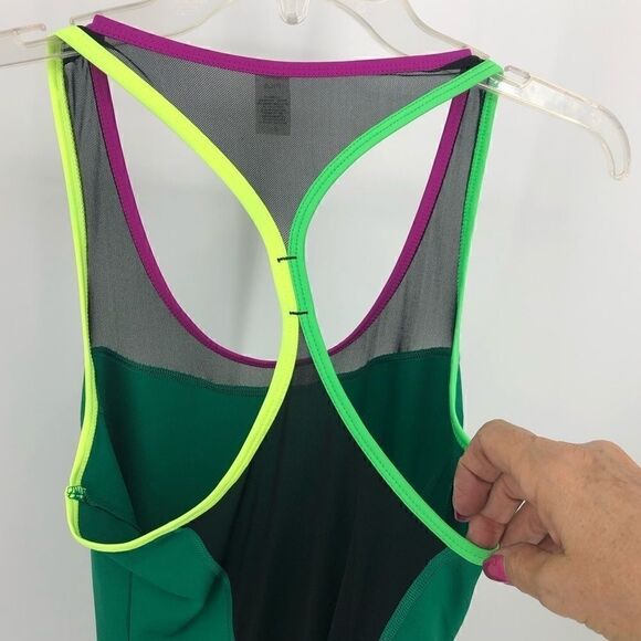 Fila Sz S Green Fluorescent Yellow Trim Racerback Workout Outdoor Exercise Top - Picture 6 of 8